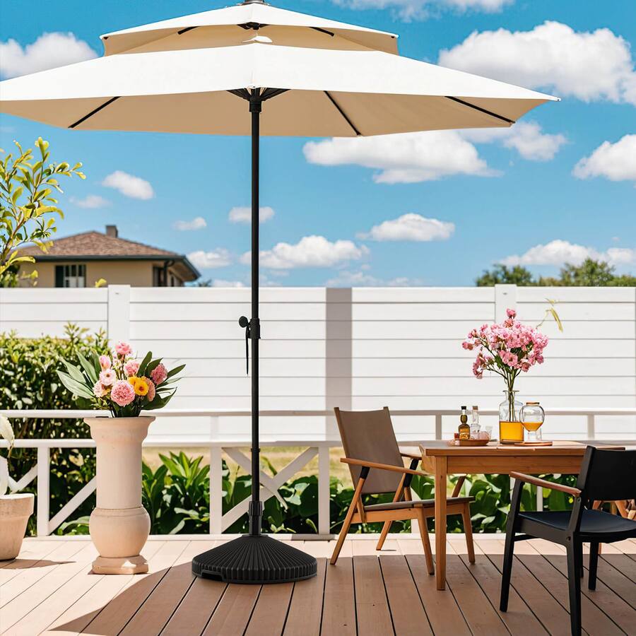 Costway Fillable Umbrella Base with Shell Texture 3 Coupler Sizes for ...