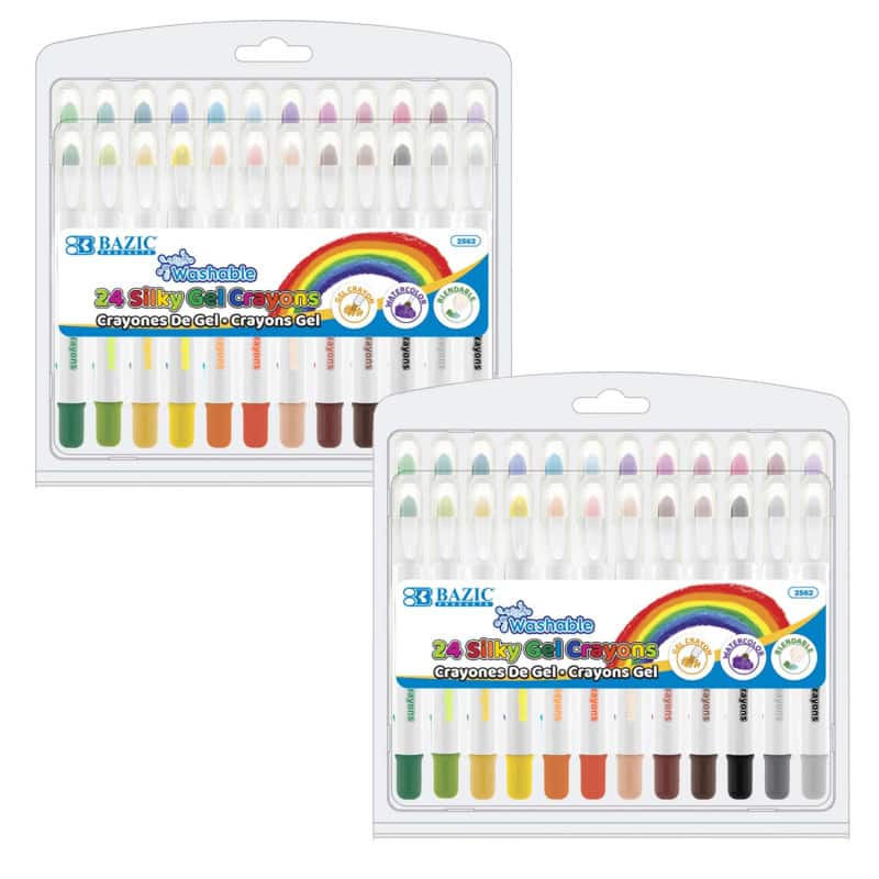 BAZIC Products - Washable Silky Gel Crayons, 24 Per Pack, 2 Packs price history on PriceWatchPro