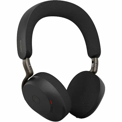 Front. Jabra - Jabra Evolve3 75 Headset - Stereo - Wireless - Bluetooth - 98.4 ft - 35 Ohm - 20 Hz to 20 kHz - On-ear, Over-the-head - Black.