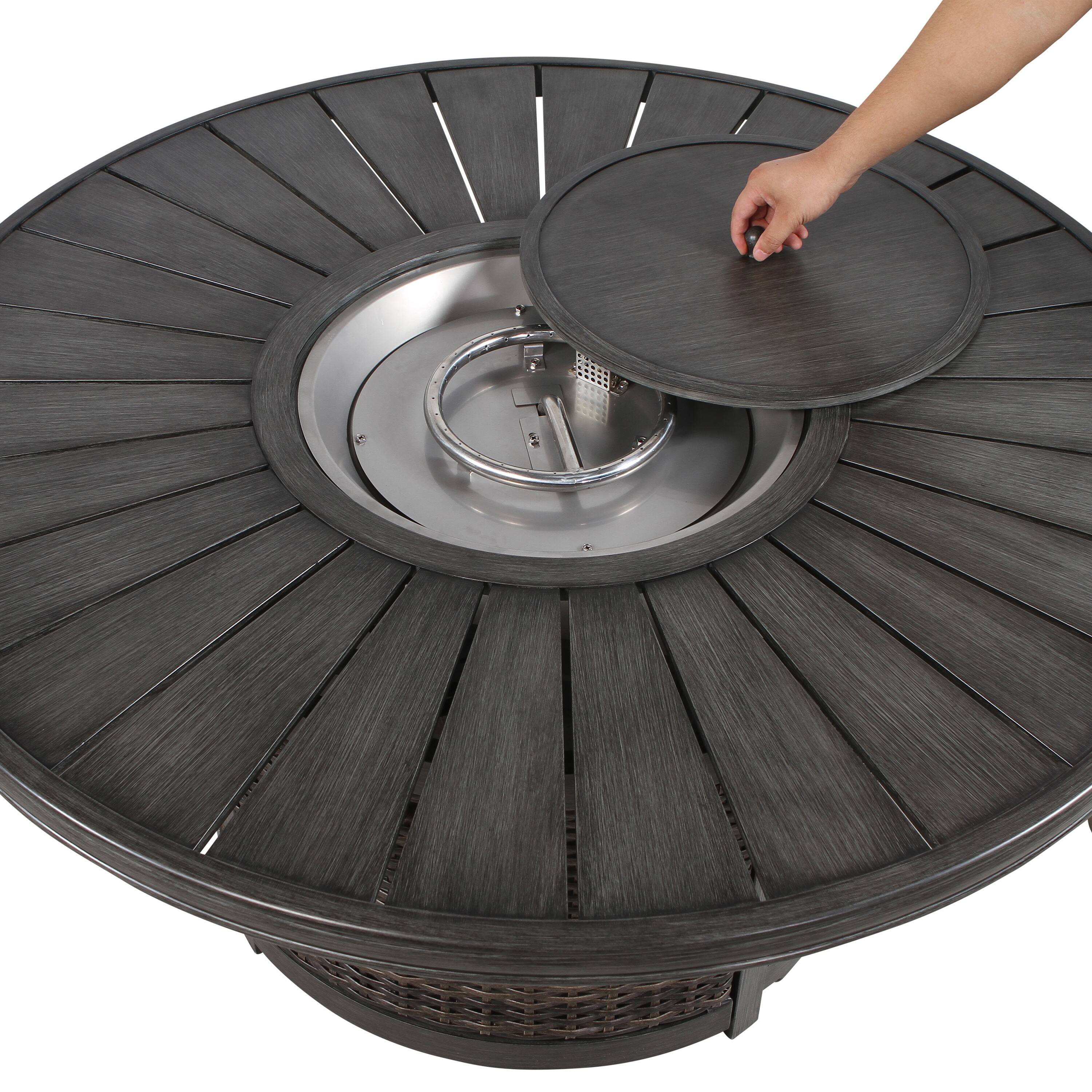 Alt View 2. Mondawe - 25" H x 52" W Propane Outdoor Fire Pit Table - Brown.