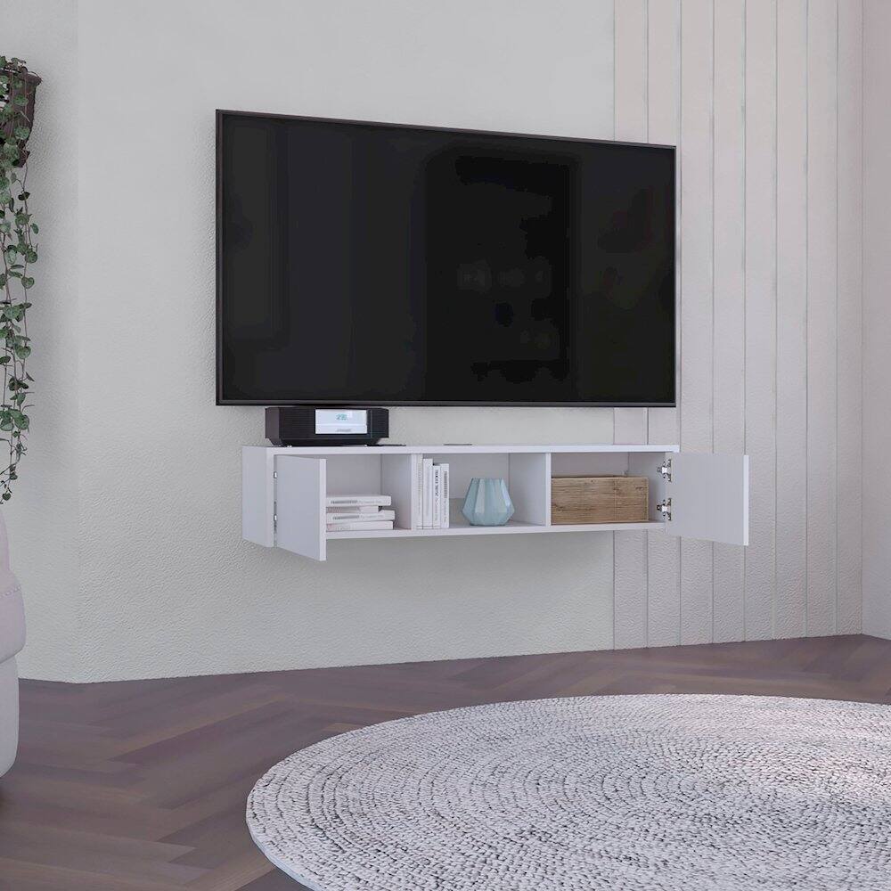 Alt View 4. TuHome - Glen Floating TV Stand White MDF - White.