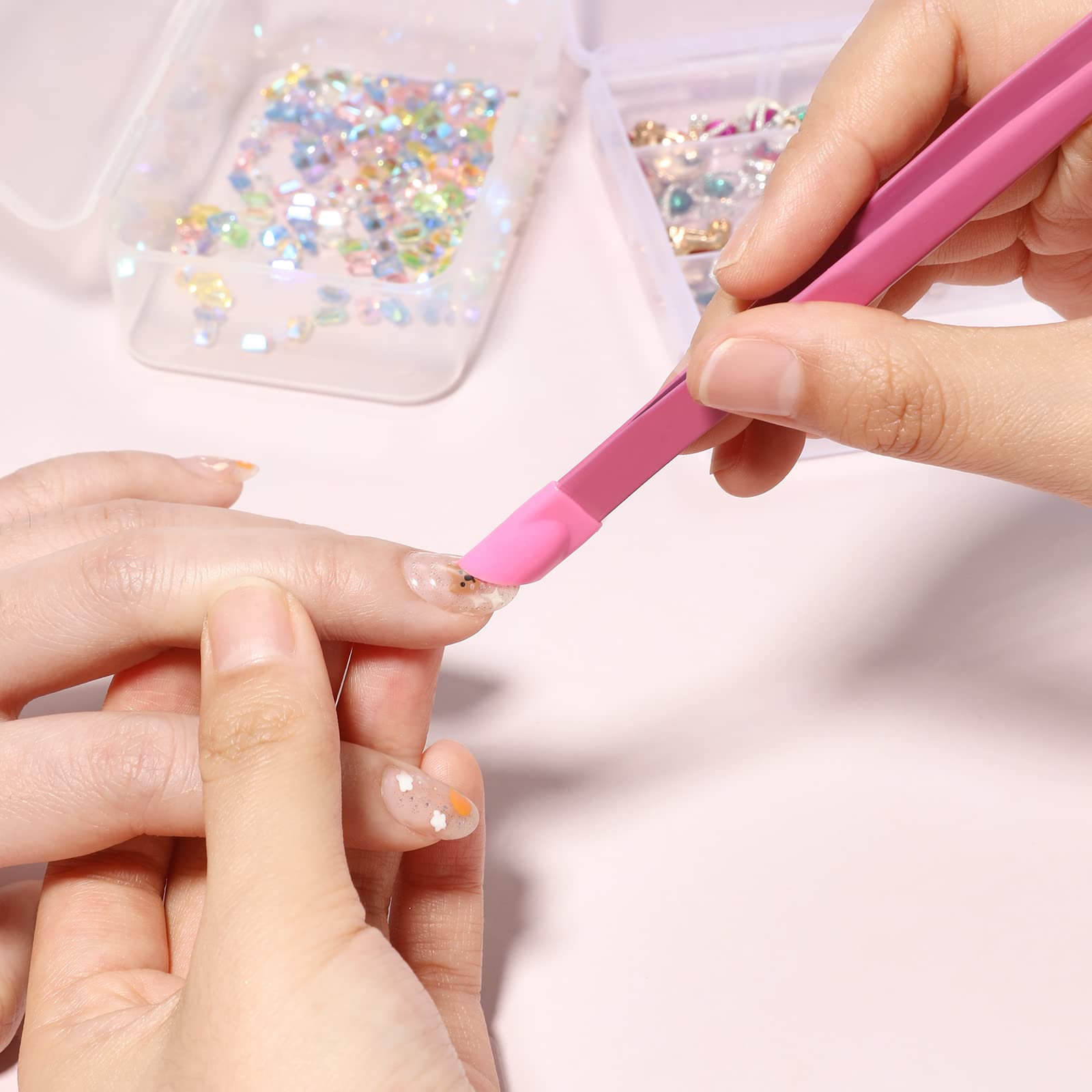 Alt View 2. Stylel Star - Pcs Set Straight Tweezers Probe Tips Metal Silicone Pressing Head Art Picking Rhinestones Gel Stickers Eyelash.