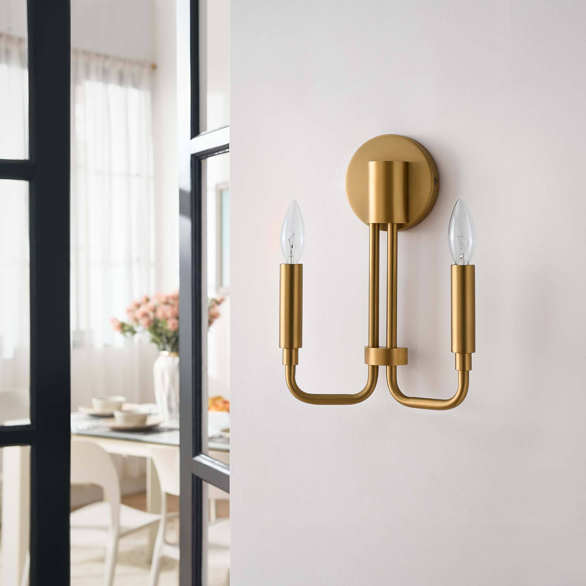 Alt View 1. Modway - Rekindle 2-Light Wall Sconce by Modway - Satin Brass.