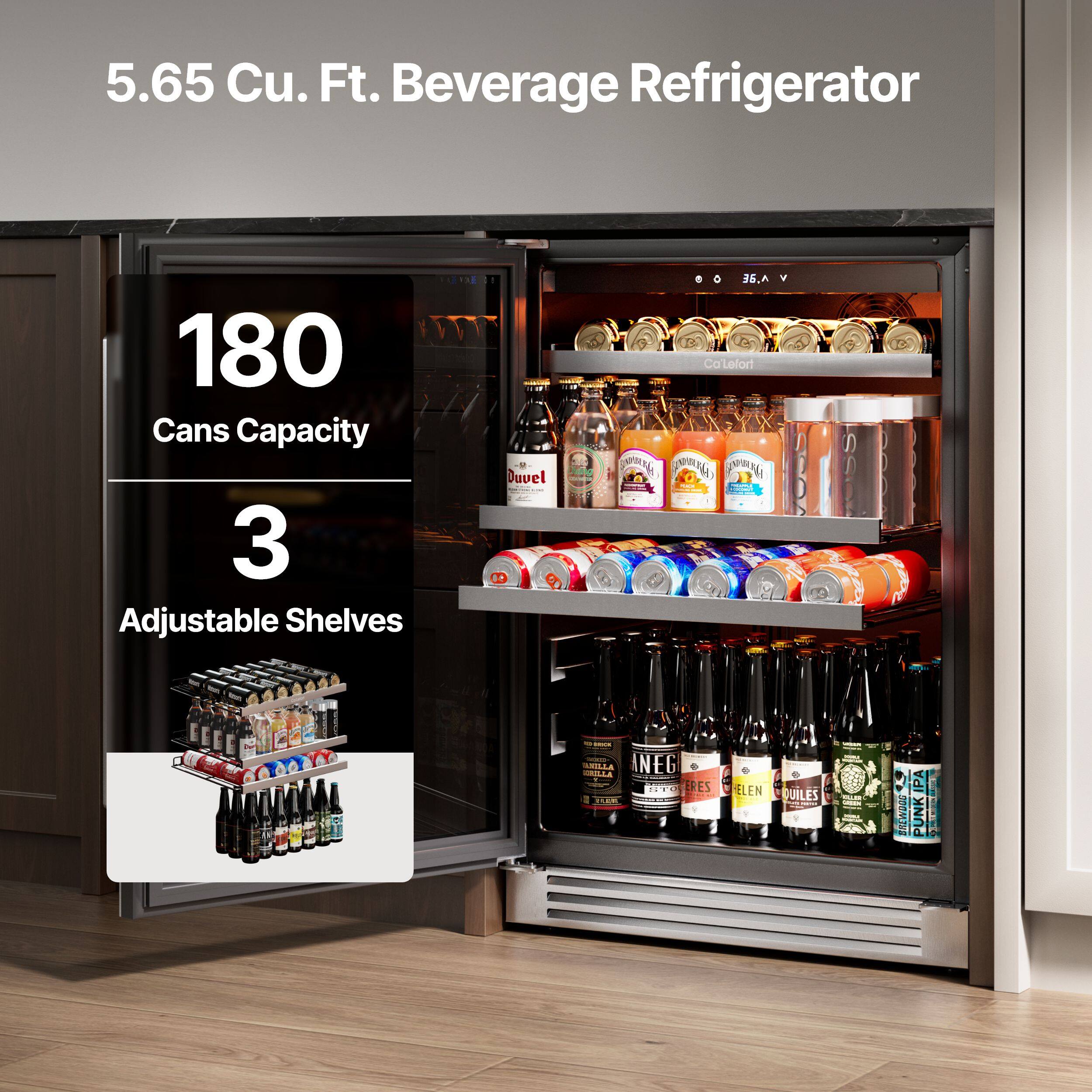 5.65 Cu. Ft. Beverage Refrigerator  
180 Cans Capacity  
3 Adjustable Shelves