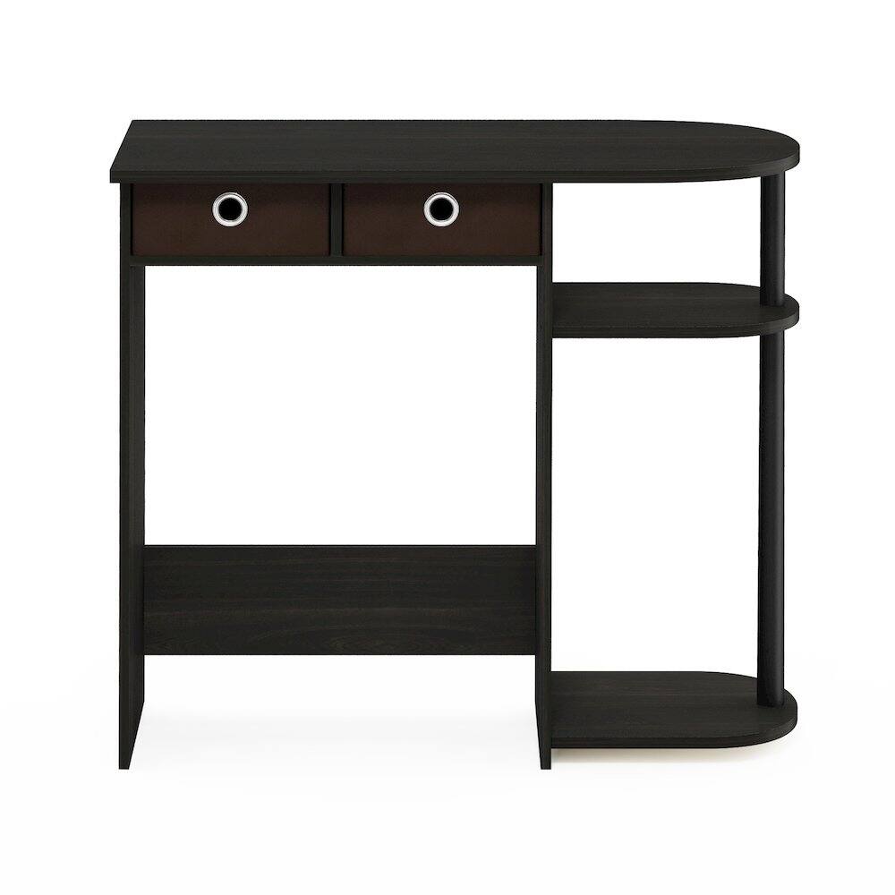 Angle. Furinno - JAYA 32-Inch Black Entryway Table with 2 Fabric Drawers, Console Table with Open Shelves, Behind Sofa Couch Tables - Espresso/Black/Brown.