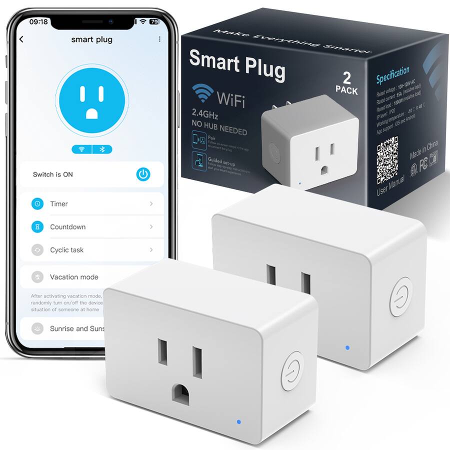 Plug Socket Custom Made DAYBETTER Smart Wi Fi Plug, 15A 1800W Mini Smart Outlet, 100 120V AC ...