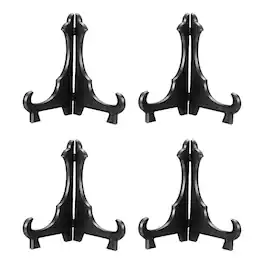 Unique Bargains - 4pcs Acrylic Easels Plate Stands 6.1 Inch Folding Display Stands Holder for Frames Pictures Magazines - Black