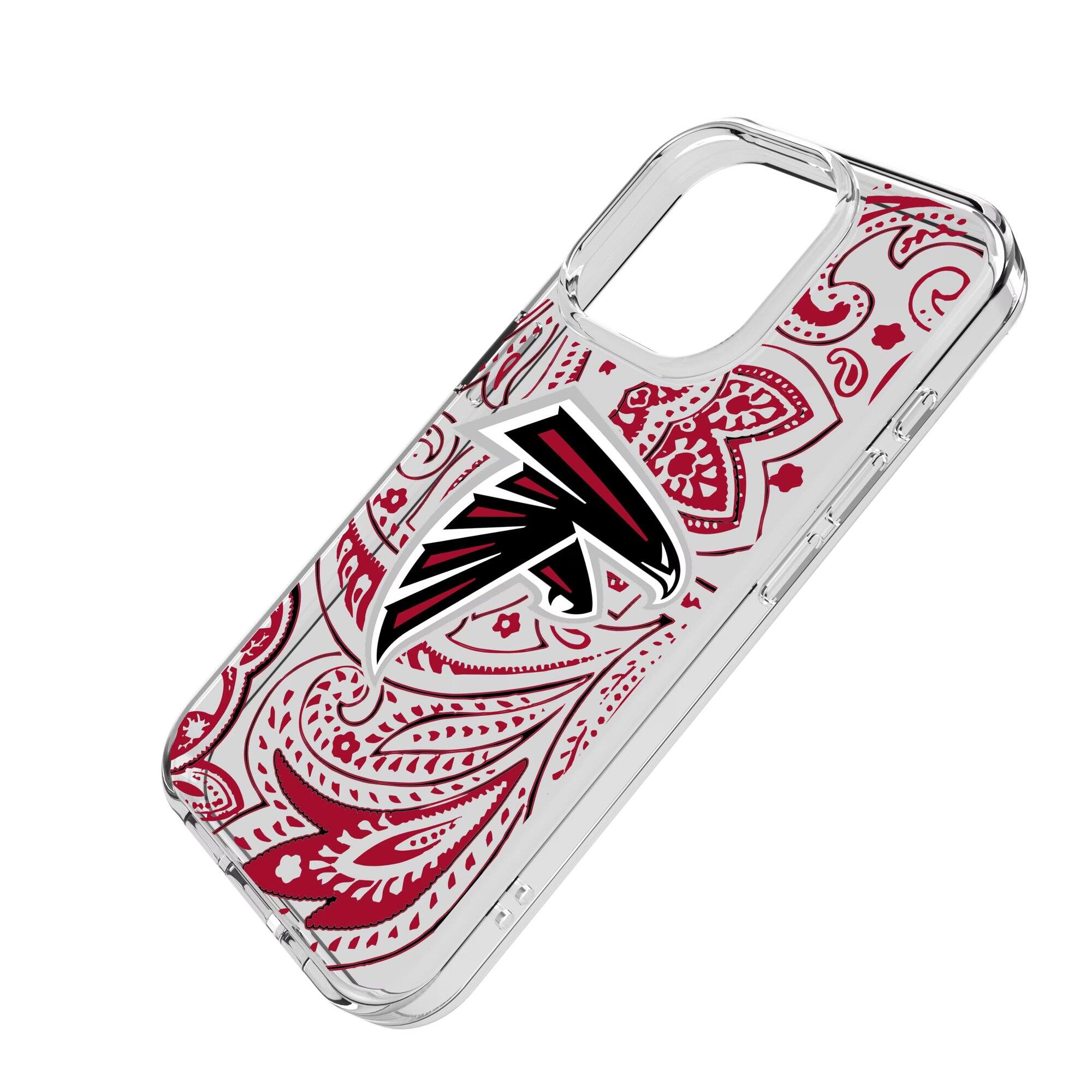 Alt View 1. Keyscaper - Atlanta Falcons iPhone Clear Paisley Design Case - 14 Pro Max - Multicolor.