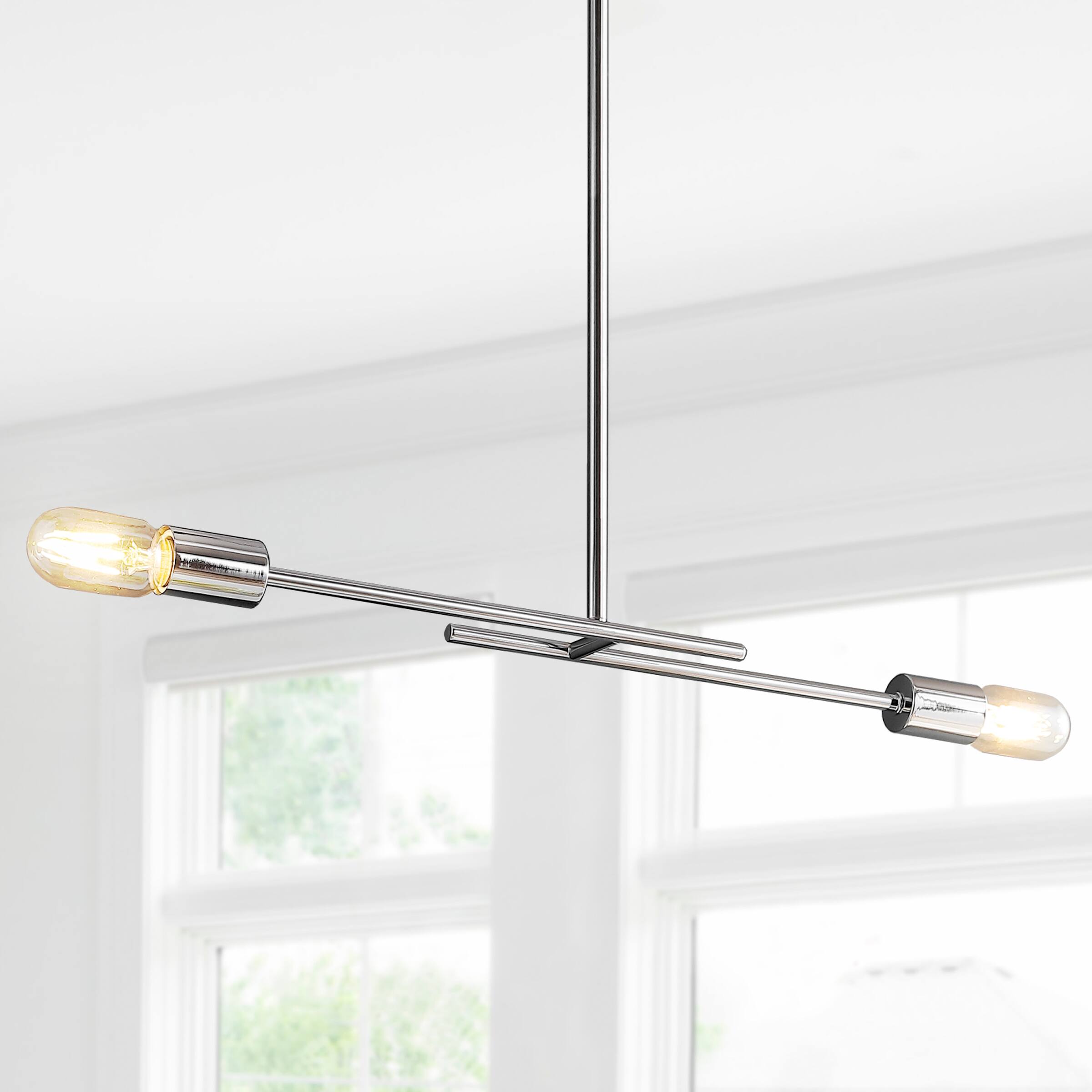 Alt View 1. Jonathan Y - Turing 30.5" Adjustable Metal LED Linear Pendant, Chrome - Chrome.