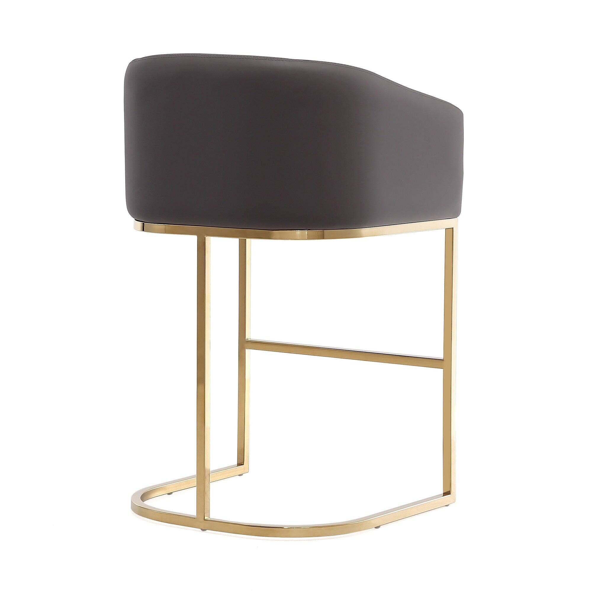 Alt View 2. Manhattan Comfort - Louvre Mid-Century Modern Metal Upholstered Counter Stool - Gray.