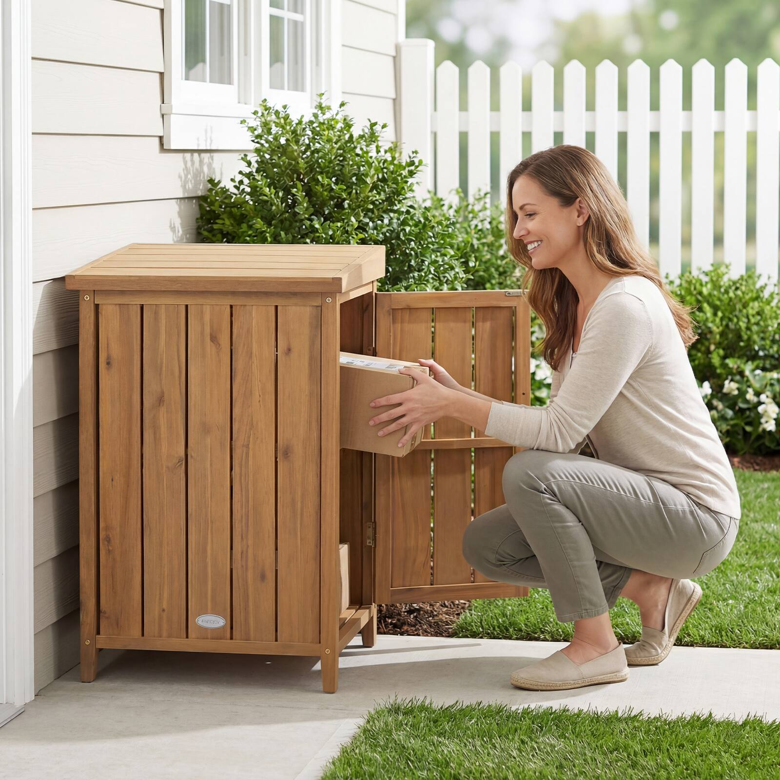Alt View 4. Gymax - Gymax Wood Package Delivery Box w/Openable Lid Removable Shelf Side Door Gas Rod - Yellow.
