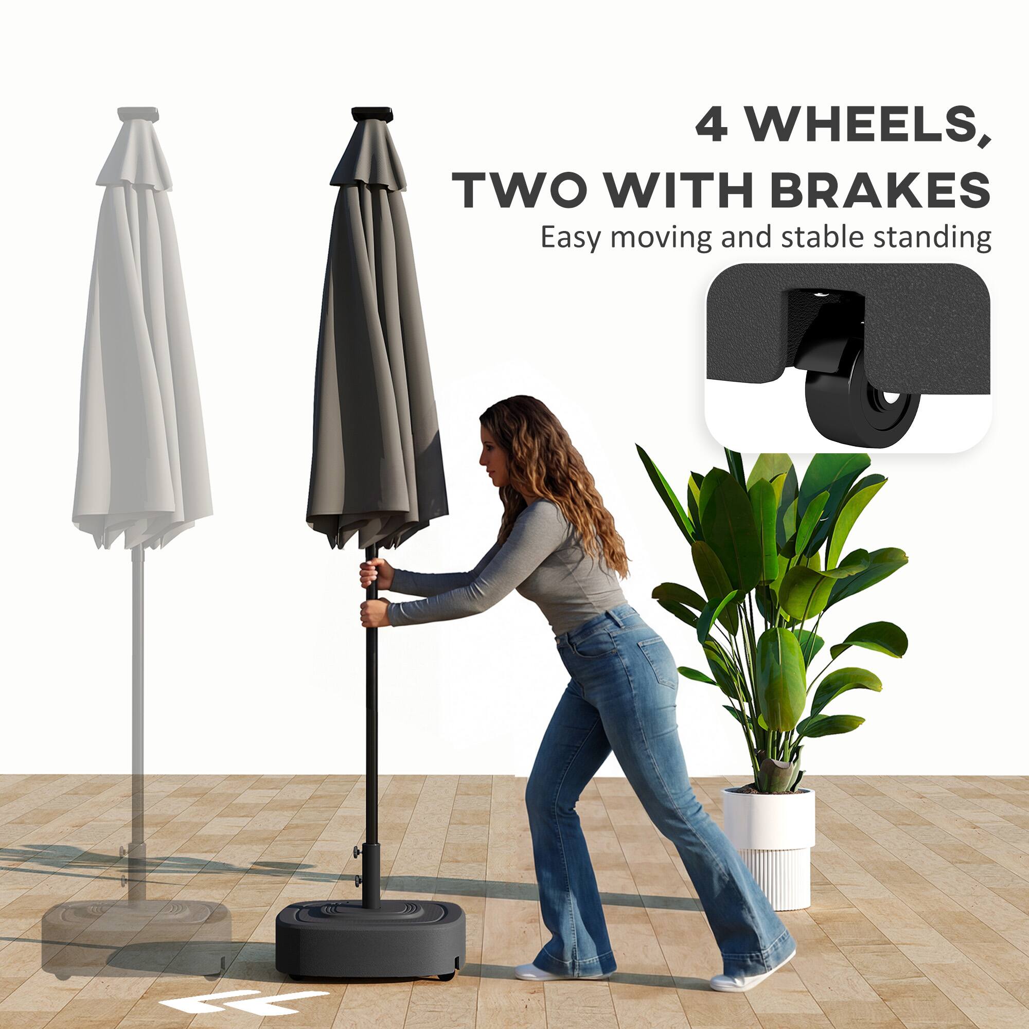 4 WHEELS, TWO WITH BRAKES  
Easy moving and stable standing