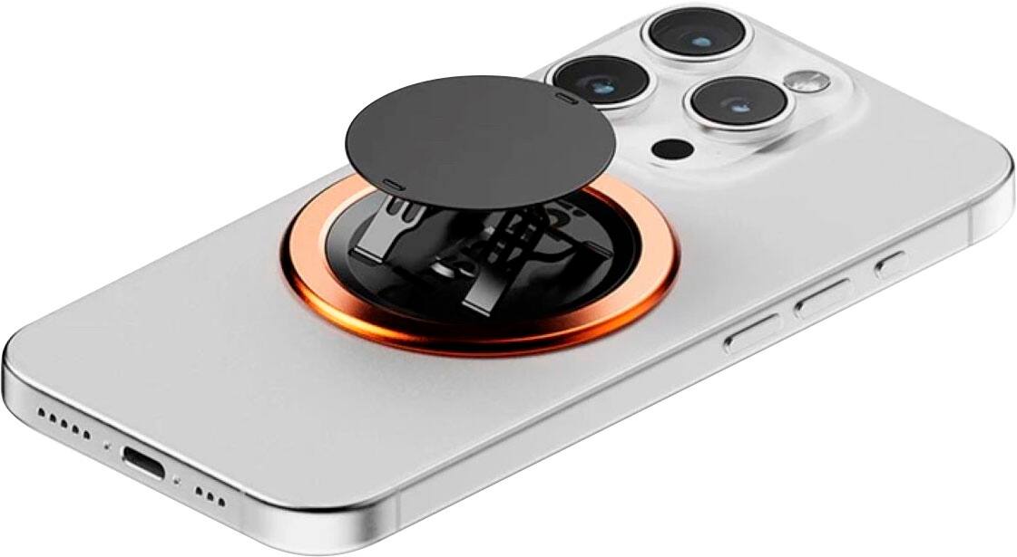 Alt View 12. OhSnap - Snap Magnetic UltraThin Universal Phone Grip and Stand with MagSafe Charge- Thru for Apple iPhones/Universal - Hot Orange.