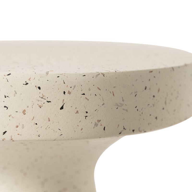 Alt View 6. LeisureMod - Wisp Hourglass Fiberstone Side Table, Modern Indoor/Outdoor Accent Table - No Assembly - Terrazzo White.