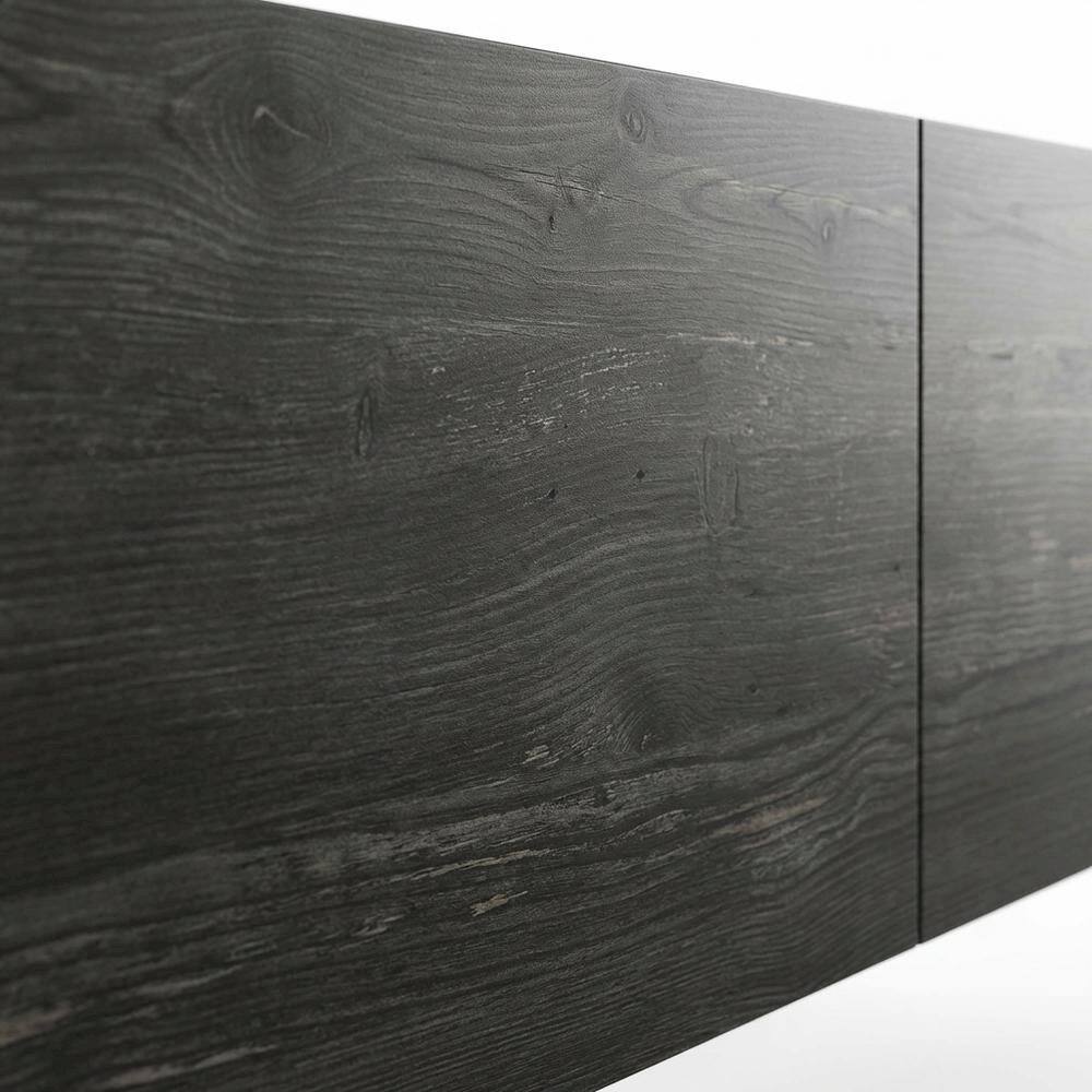 Alt View 4. FurniFact - Black floating TV stand, 80 inch flat screens, modern design, durable wood - Black.