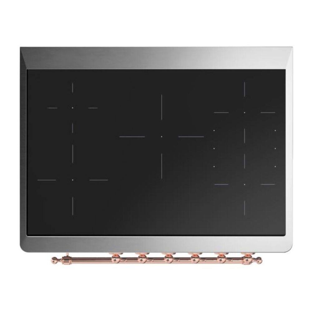 Alt View 6. ILVE - ILVE Majestic II 36 inch Induction Range with 5 Elements (Glossy Black, Copper Trim) - Glossy Black.