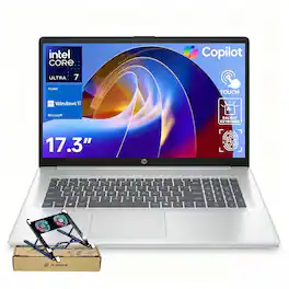 HP - Upgraded - 17.3" HD+ Touch Laptop - Intel Core Ultra 7 255U - 16GBRAM 1TB SSD - FP Reader - Backlit KB - PCO Cooler - Silver