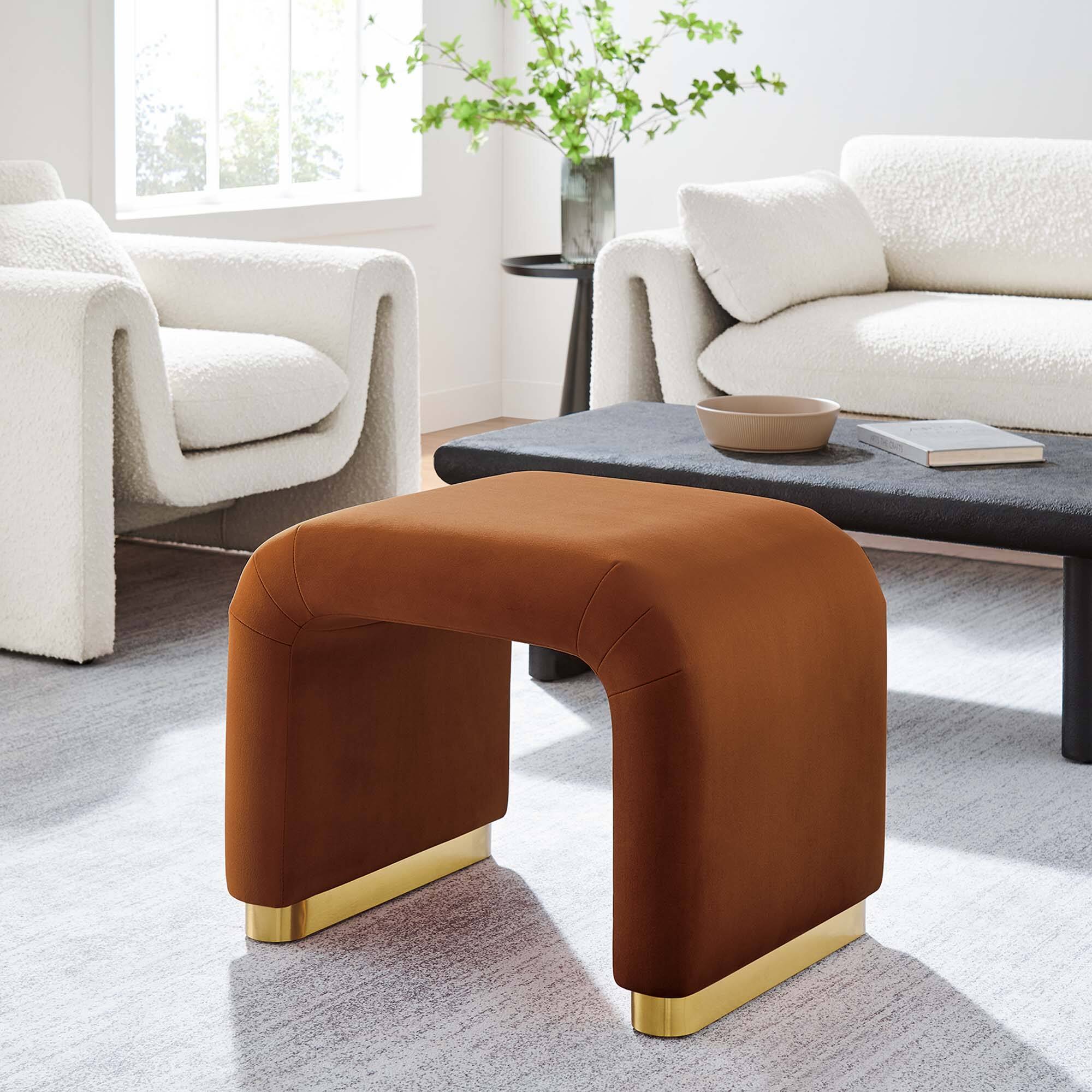 Alt View 2. Modway - Koda Performance Velvet Waterfall Stool by Modway - Brass Rust.