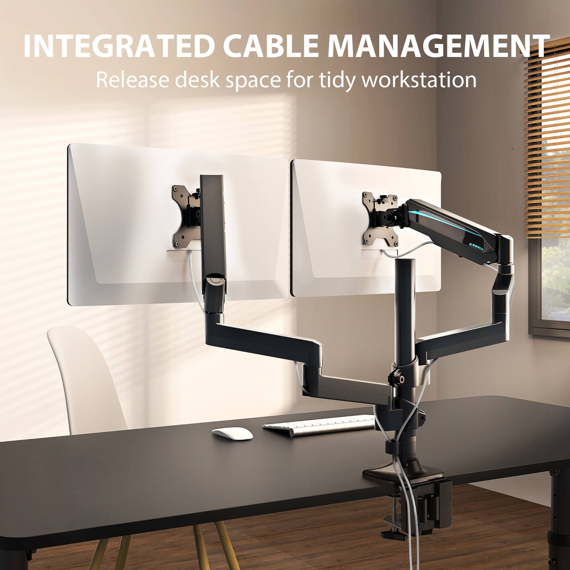 INTEGRATED CABLE MANAGEMENT  
Release desk space for tidy workstation