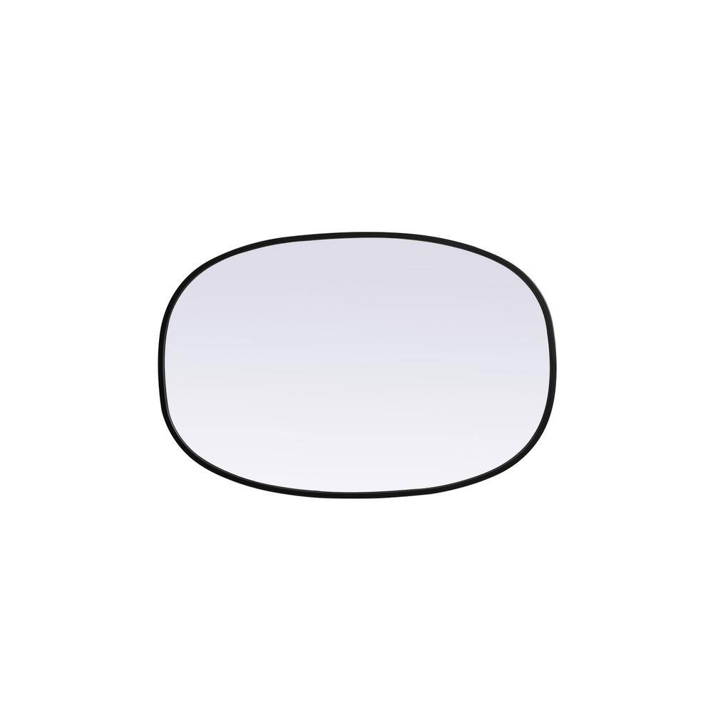 Back. Elegant Decor - Metal Frame Oval Mirror 20x30 Inch in Black - Black.