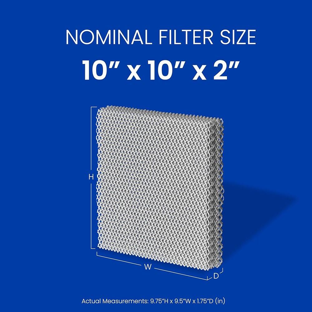NOMINAL FILTER SIZE  
10" x 10" x 2"  

Actual Measurements: 9.75"H x 9.5"W x 1.75"D (in)
