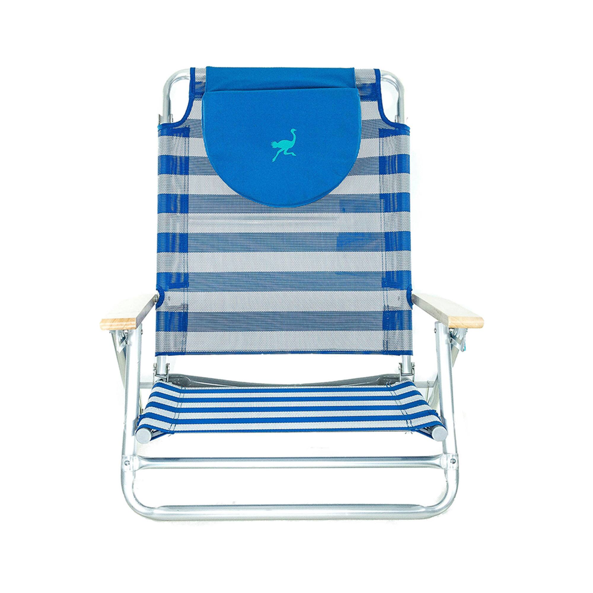 Alt View 2. Ostrich - Ostrich South Beach Chair Portable Outdoor Camping Pool Tanning Recliner, Stripe - Blue and White Striped.