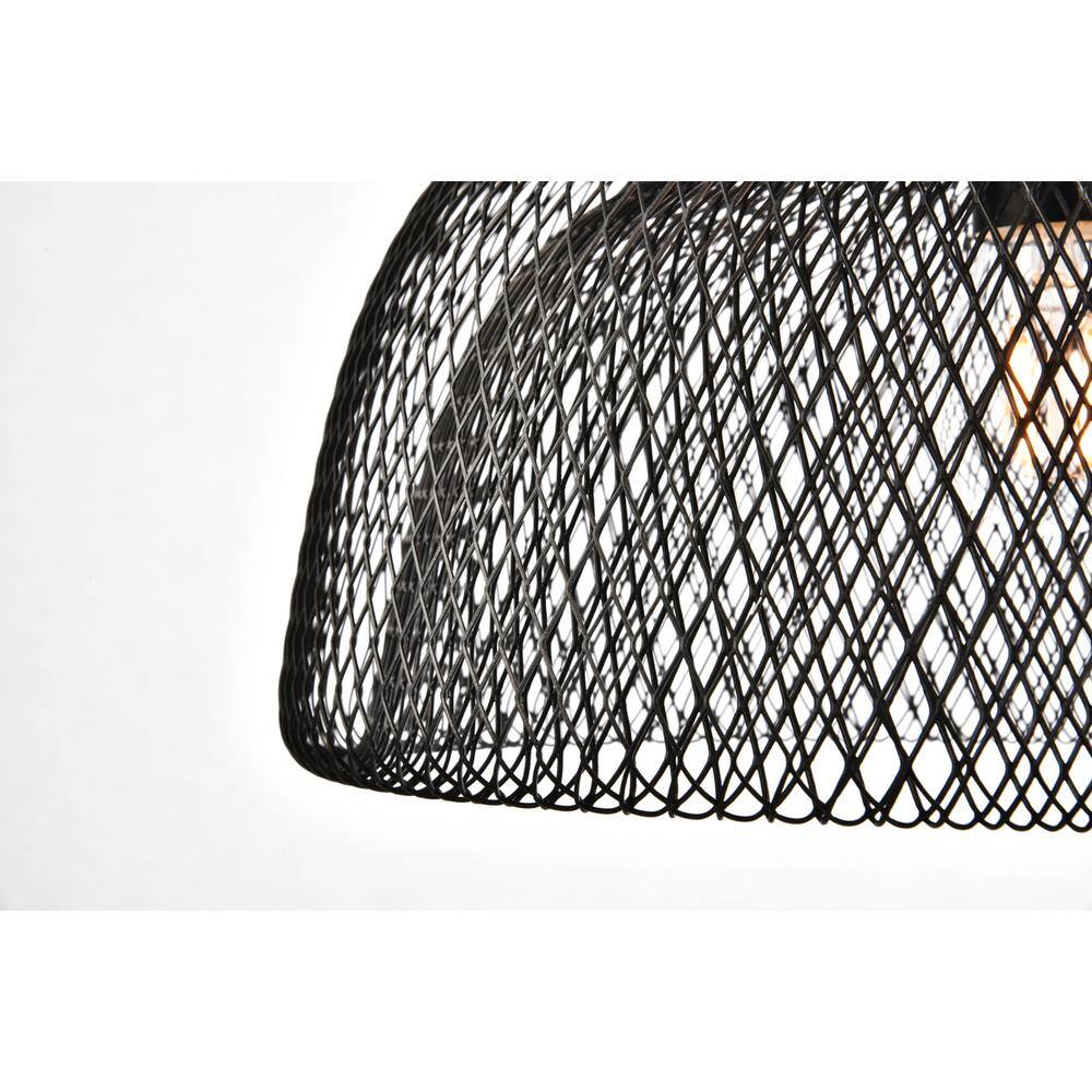 Back. Living District - Warren Collection Pendant D13.5in H11in Lt:1 Black Finish - Black.