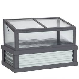 Outsunny - Raised Garden Flower Bed Kit with Lean-to Greenhouse, Wooden Cold Frame Planter
