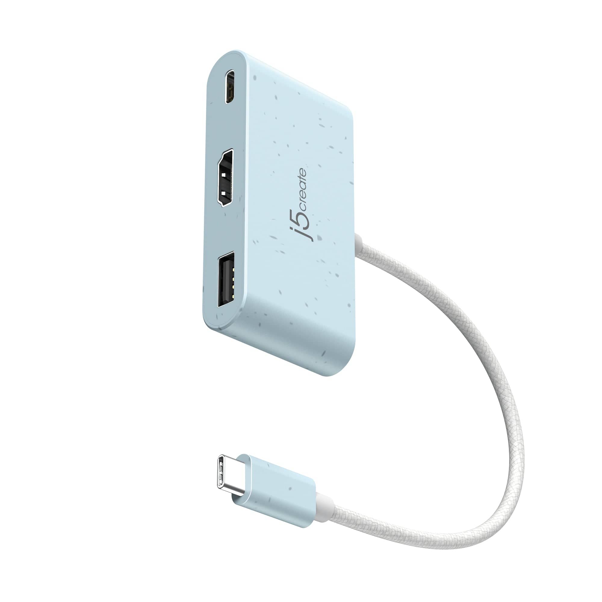 j5create - USB-C to HDMI & USB Type-A with Power Delivery - Cyan