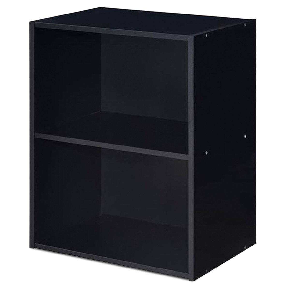 Alt View 6. Gymax - Gymax 2 Tier Open Shelf Night Stand End Table Sofa Side Storage Display Furni Black - Black.