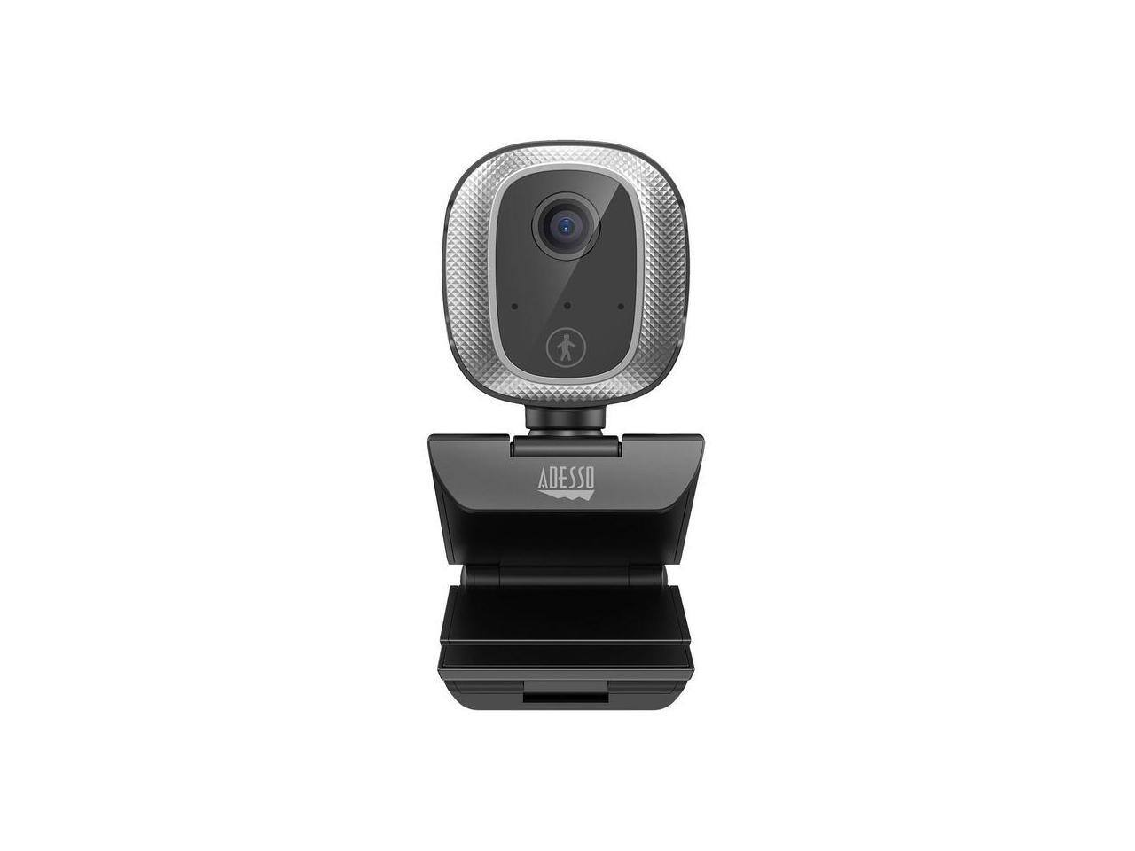 Alt View 1. Adesso - Adesso CyberTrack M1 1080P HD USB Webcam with Motion Tracking, Mic, Tripod Mount - Black/Silver.