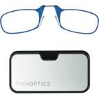 Front. ThinOptics - ThinOptics Glasses with Metal Finish Pod - +2.00 - Blue Frame, Silver Black Pod - Blue Frame, Silver Black Pod.