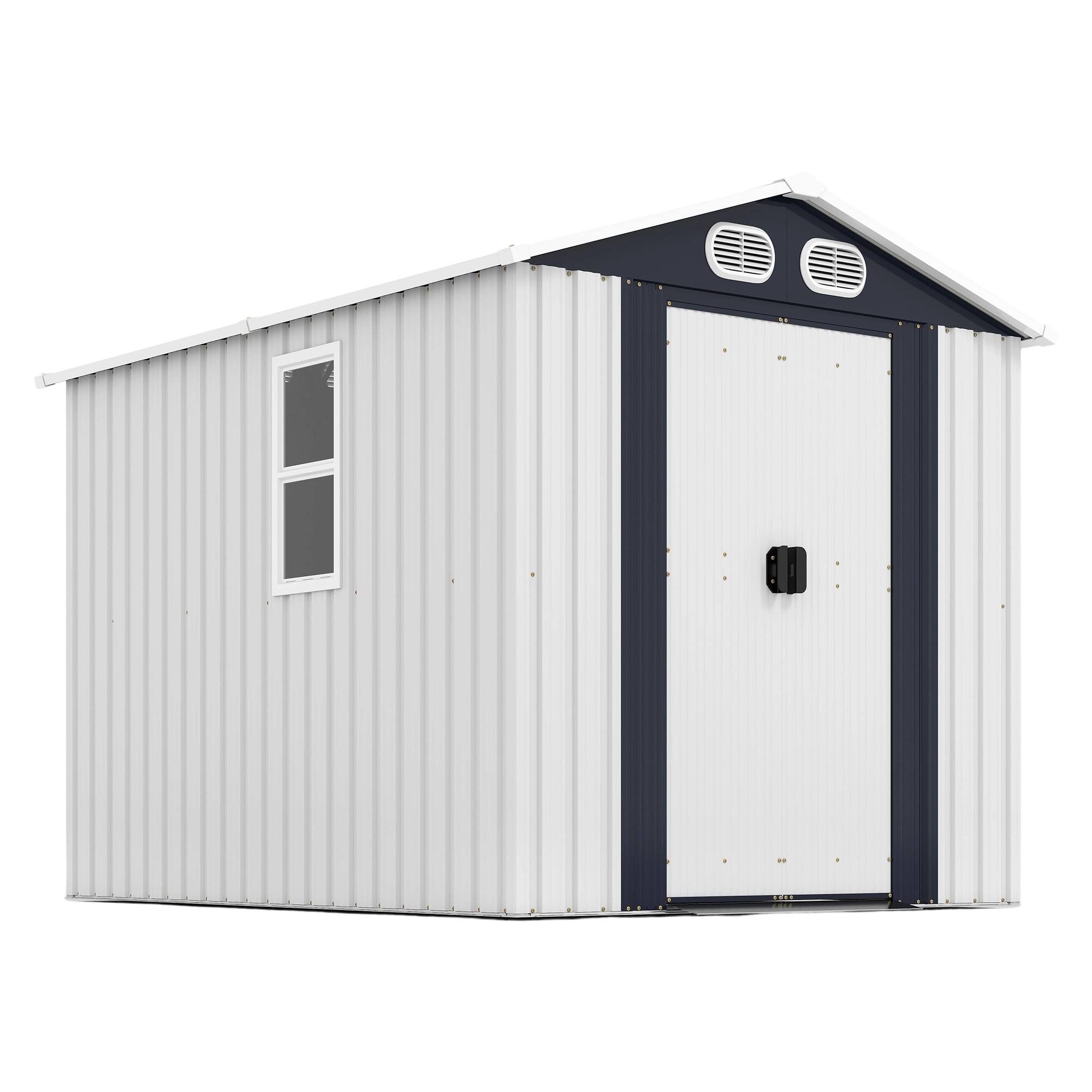 Alt View 9. Loheer - Loheer 8x6 FT Metal Outdoor Storage Shed Waterproof Backyard Garden Tool Shed with Lockable Doors White.