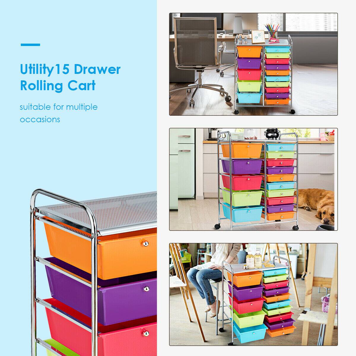 Utility 15 Drawer Rolling Cart  
suitable for multiple occasions