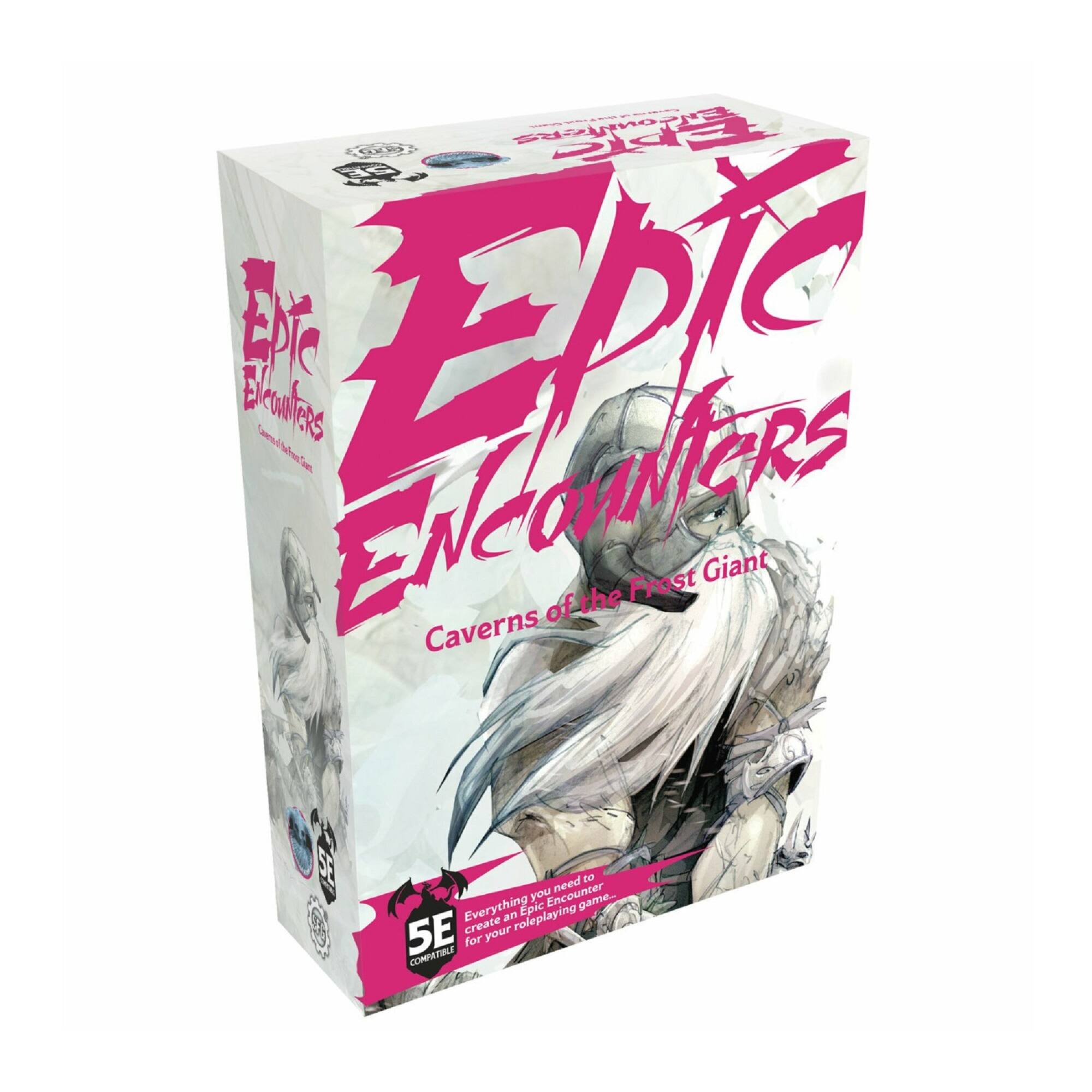 Epic Encounters  
Caverns of the Frost Giant  

Everything you need to create epic encounters for your roleplaying game.  

5E Compatible  

Everything you need to create epic encounters for your roleplaying game.