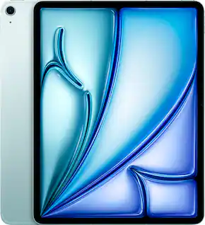 Front. Apple - 13-inch iPad Air M3 chip Built for Apple Intelligence Wi-Fi + Cellular 1TB - Blue.