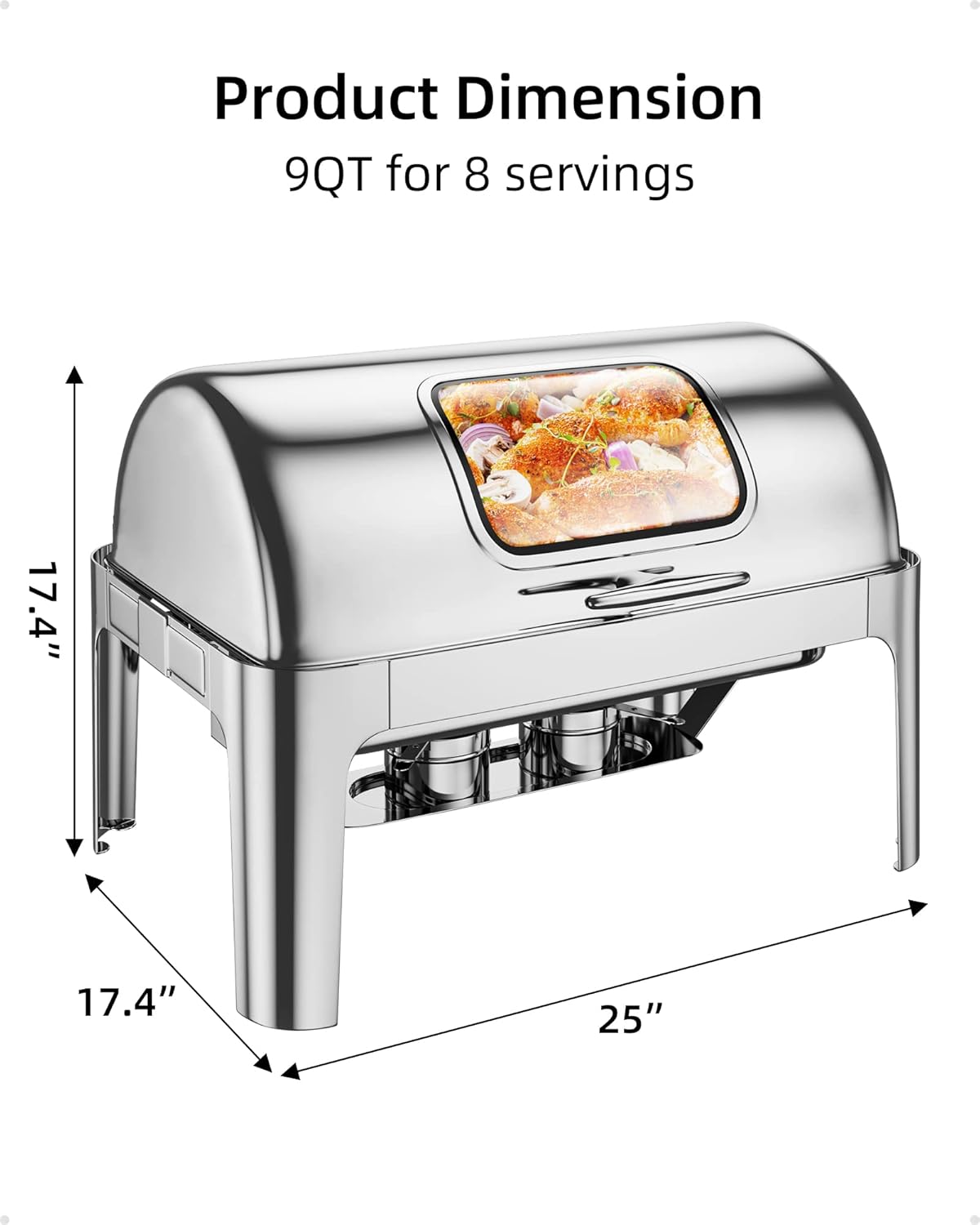 Product Dimension  
9QT for 8 servings  
17.4" x 17.4" x 25"