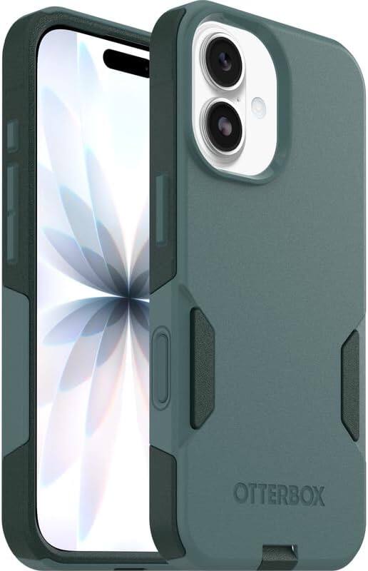 Left. OtterBox - OtterBox iPhone 17 (Only) Bundle: Commuter Series MagSafe Case & Screen Protector - Built-in magnets - Thin & Protective - Sagebrush (Green).