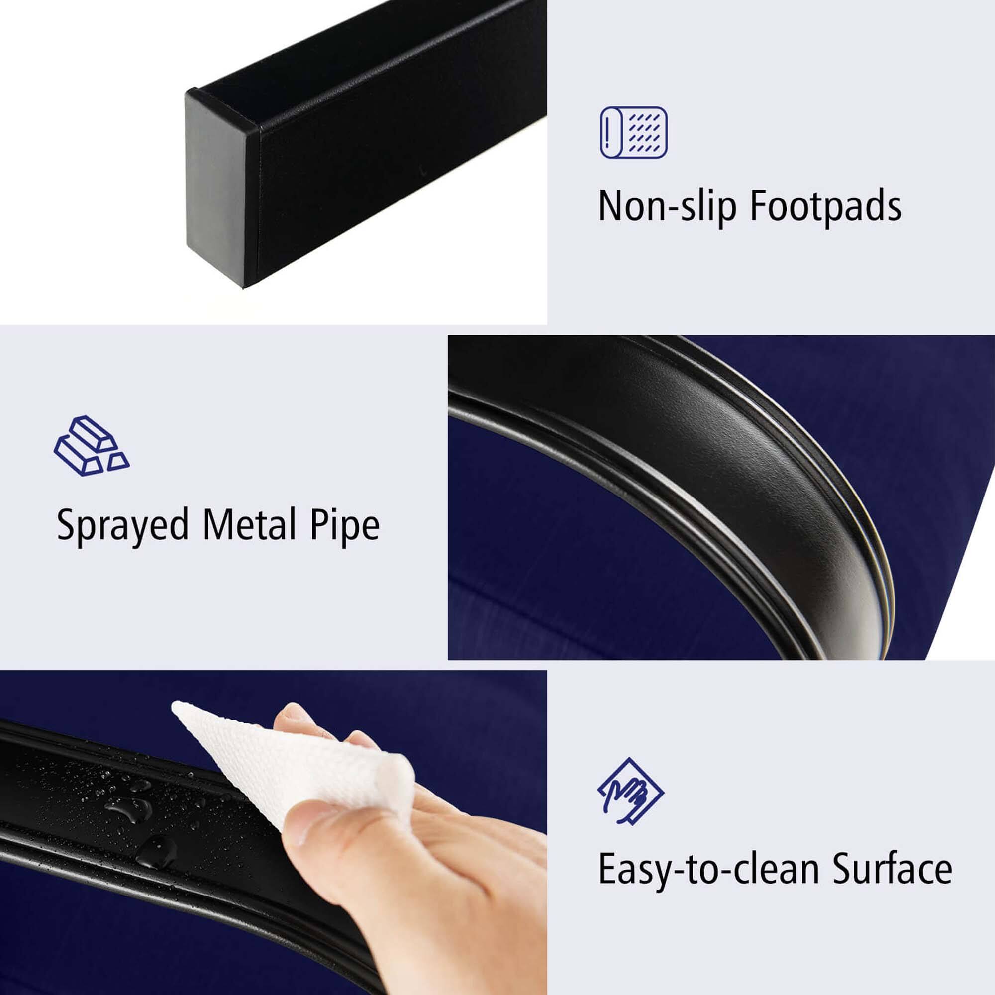 Non-slip footpads are sprayed onto a metal pipe, and the surface is easy to clean.