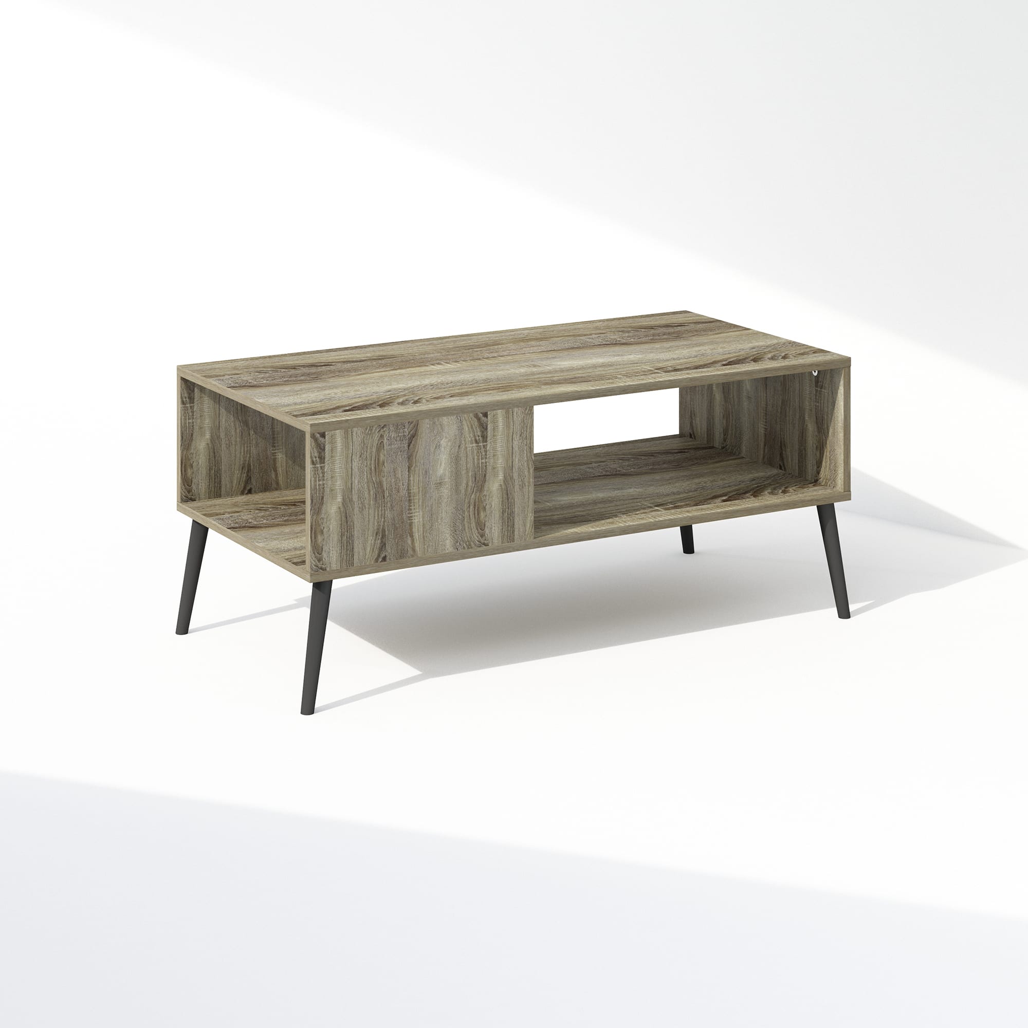 Furinno - Claude Mid Century Style TV Stand for TV up to 40 with Wood Legs - French Oak