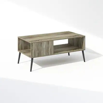 Front. Furinno - Claude Mid Century Style TV Stand for TV up to 40 with Wood Legs - French Oak.