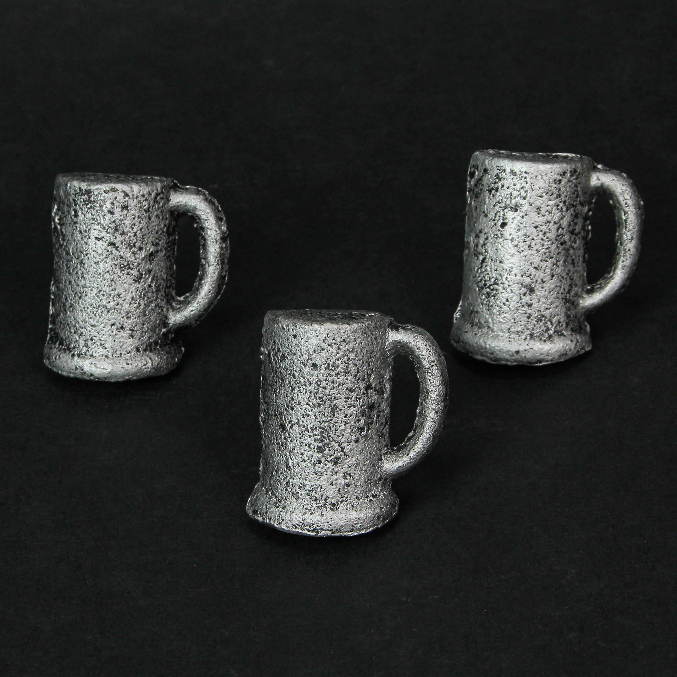 Alt View 7. Zeckos - Antique Silver Finish Cast Iron Beer Mug Cabinet Knob Drawer Pulls Set of 6 - Silver.