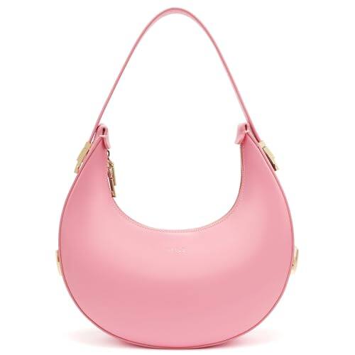 Front. Vulpecula Spade - Shoulder Bag for Women 3 Ways Adjust Strap Clutches Hobo Purses Fashionable Casual Tote Handbags with 2 Zipper Closure - Pink.