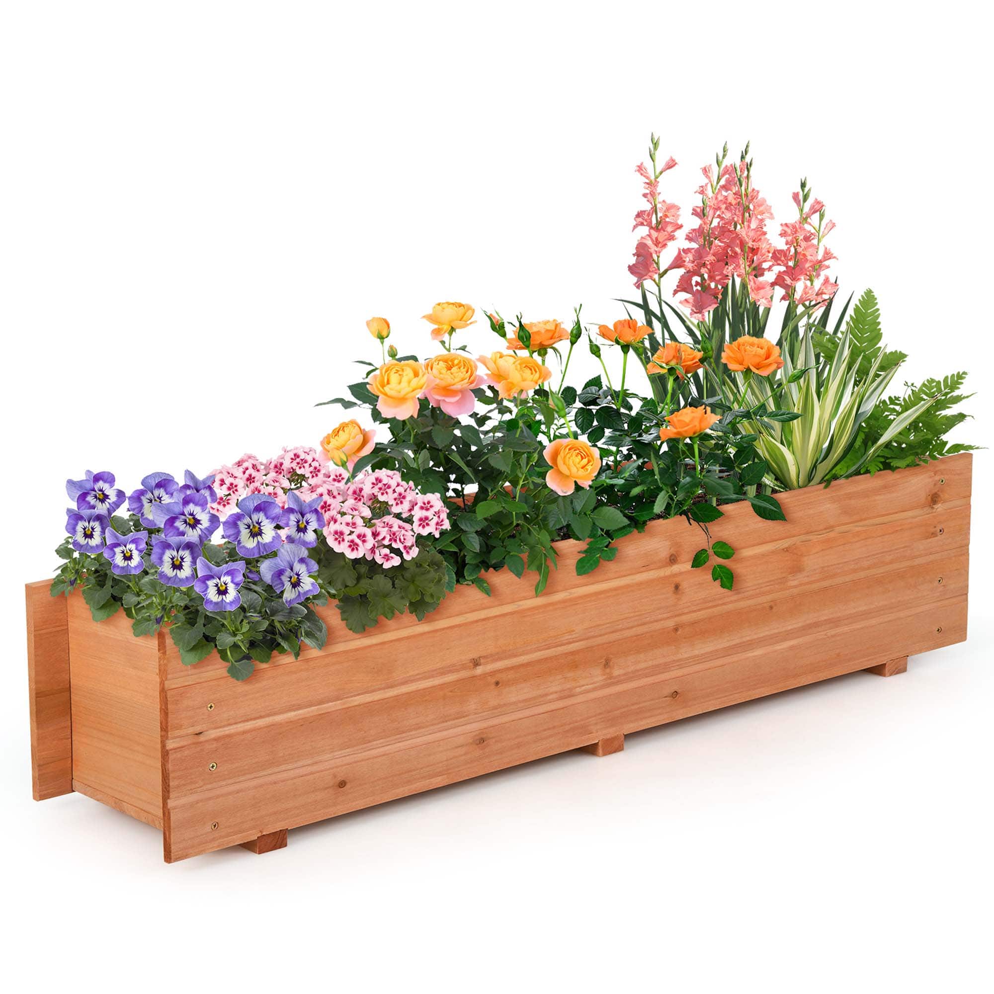 Costway - Raised Garden Bed Wood Rectangular Planter Box with 2 Drainage Holes Outdoor - Orange price history on PriceWatchPro
