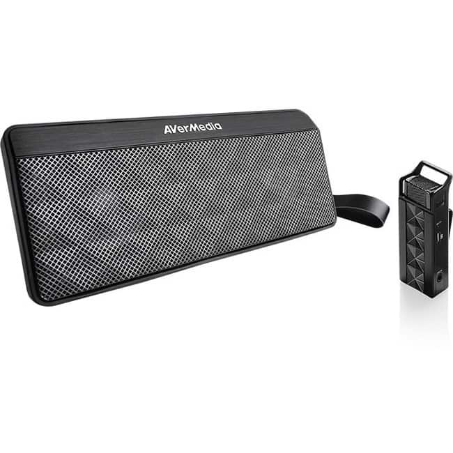AVerMedia - AW330 Portable Speaker and Wireless Mic Combo - 20W RMS - Wireless LAN - Battery Rechargeable - USB - Black