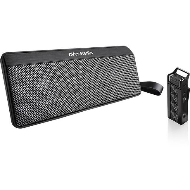 Front. AVerMedia - AVerMedia AW330 Portable Speaker and Wireless Mic Combo - 20W RMS - Wireless LAN - Battery Rechargeable - USB - Black.