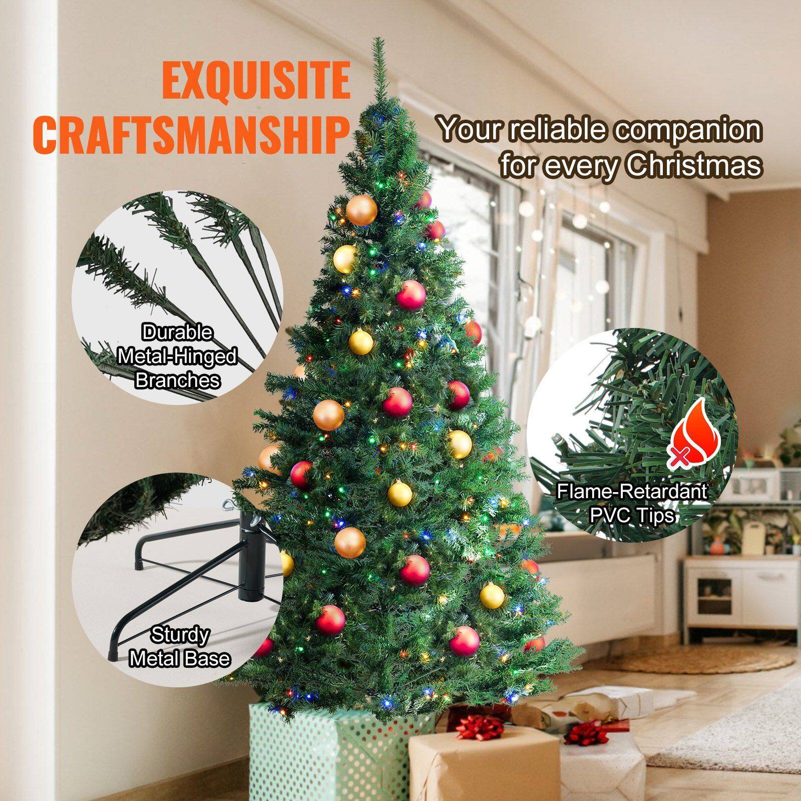 EXQUISITE CRAFTSMANSHIP

Your reliable companion for every Christmas

- Durable Metal-Hinged Branches
- Flame-Retardant PVC Tips
- Sturdy Metal Base
