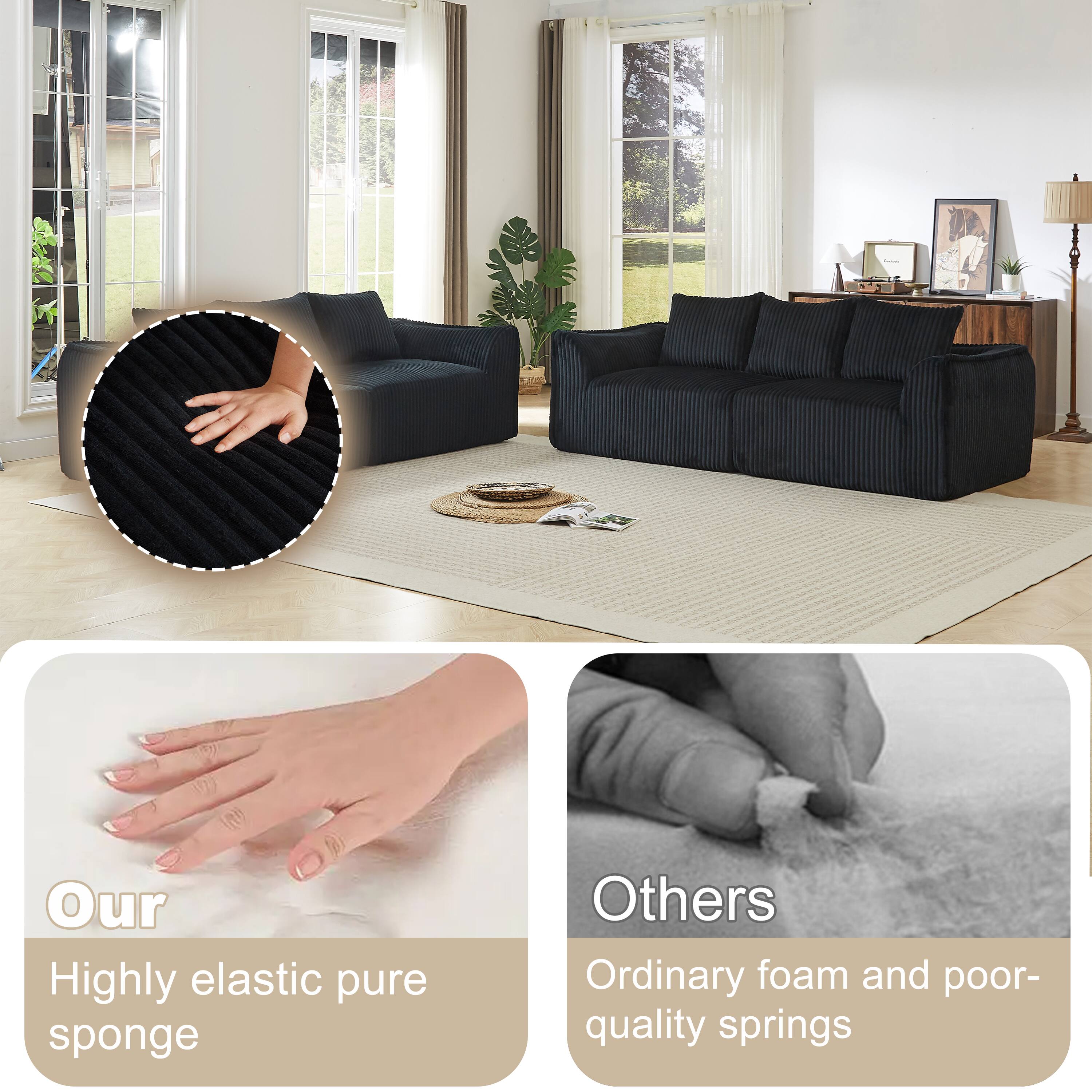 Our highly elastic pure sponge  
Others: Ordinary foam and poor-quality springs