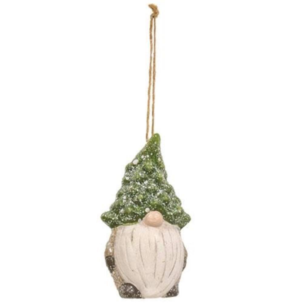 Back. BreeBe - Evergreen Tree Hat Gnome Ornament 2 Asstd. - Green, White.