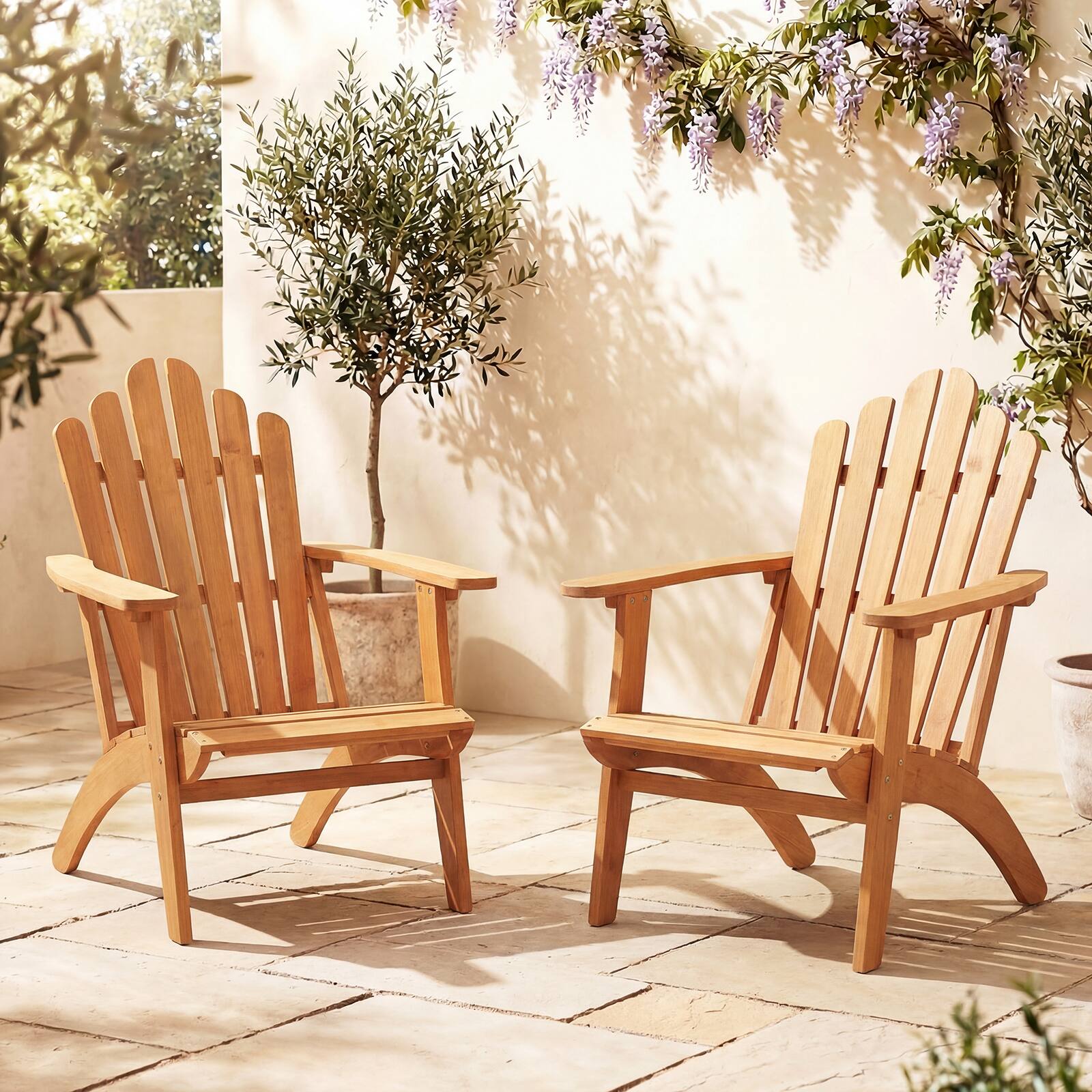 Alt View 3. Gymax - Gymax 4PCS Adirondack Chair w/Slatted Backrest & Seat Built-in Armrests for Backyard - Yellow.